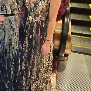 Elegant Black and Gold Evening Dress